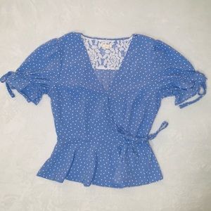 Blue peplum blouse